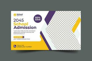 Vector school admission web banner template for school promotion post bannerVector school admission web banner template for school promotion post banner