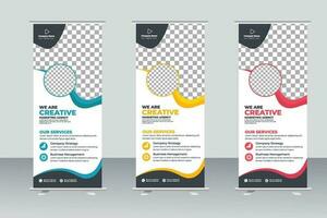 Vector corporate colorful roll up standee pull up banner design template