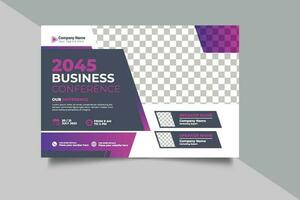 Vector business conference or webinar horizontal flyer and invitation banner