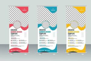 Vector corporate colorful roll up standee pull up banner design template