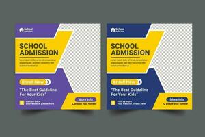 Vector school admission social media post template for school promotion post bannerVector school admission social media post template for school promotion post banner