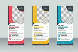 Vector corporate colorful roll up standee pull up banner design template