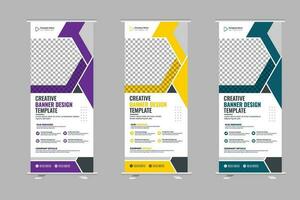 Vector corporate colorful roll up standee pull up banner design template