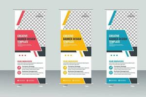 Vector corporate colorful roll up standee pull up banner design template