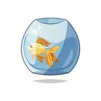 goldfish in a fishbowl vector isolated on white background.