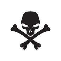 Crossbones death skull, danger or poison flat icon for apps and websites vector