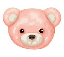 pink teddy face over white vector