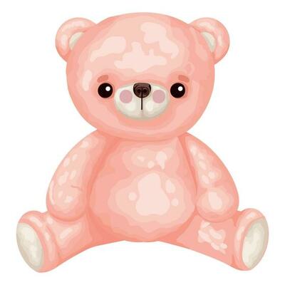 pink teddy design over white
