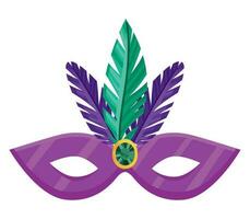 colored mardi gras mask over white vector