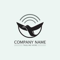 Birds and swallow dove logo design and vector animal wings and flying bird