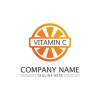 c logo para vitamina y fuente c carta identidad y diseño de negocios vector