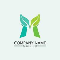 LEAF AND NATURE TREE LOGO FOR BUSINESS VECTOR GREEN PLANT ECOLOGY DESIGN