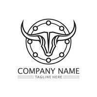 toro cuerno vaca y búfalo logo y símbolo modelo íconos aplicación vector