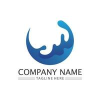 wave and water Isolated round shape logo Blue color logotype Flowing water image. Sea, ocean, river surface vector