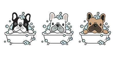 dog vector french bulldog bath shower cartoon character icon logo breed illustration