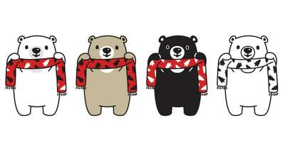 Bear vector polar bear Christmas tree scarf Santa Claus Xmas cartoon character logo icon illustration