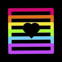 Neon Rainbow Heart Square Frame Pride Party Icon vector