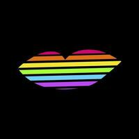 Neon Rainbow Female Lips Pride Party Icon vector