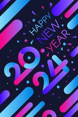 Modern Happy New 2024 Year Dark Angle Template