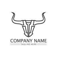 Bull horn cow and buffalo logo and symbol template icons app vector