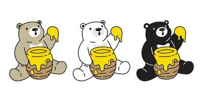 Bear vector Polar Bear Honey cartoon character icon logo sitting illustration symbol doodle