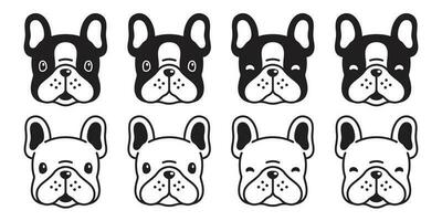 perro vector francés buldog icono cabeza dibujos animados personaje perrito logo ilustración blanco negro