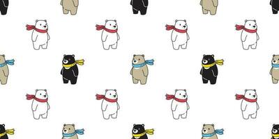 Bear seamless pattern vector polar scarf isolated cartoon illustration repeat wallpaper tile background doodle