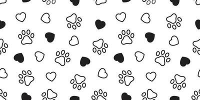 Dog Paw seamless pattern vector heart french bulldog valentine footprint cartoon tile background repeat wallpaper scarf isolated illustration gift wrap black