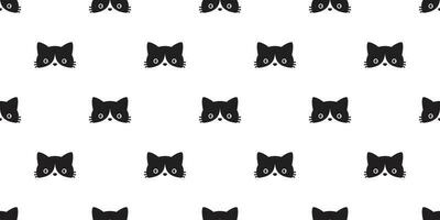 cat seamless pattern vector head calico black kitten scarf isolated repeat wallpaper cartoon tile background illustration