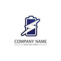 Battery icon and charging, charge indicator Vector logo design level Battery Energy Power running low up status batteries set logo Charge level illustration