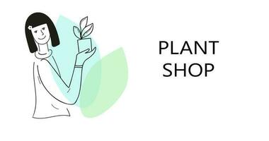 Plant shop. Hand drawn doodle outline vector illustration.