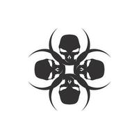 Crossbones death skull, danger or poison flat icon for apps and websites vector