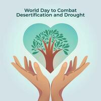 World Day to Combat Desertification and Drought design template for celebration. tree and earth vector design. drought and desertification combat. flat tree design.