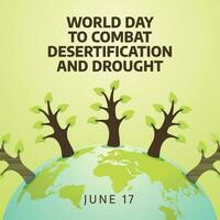 World Day to Combat Desertification and Drought design template for celebration. tree and earth vector design. drought and desertification combat. flat tree design.