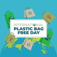 international plastic bag free day vector design for celebration. paper bag illustration. flat paper bag vector design. plastic bag free day