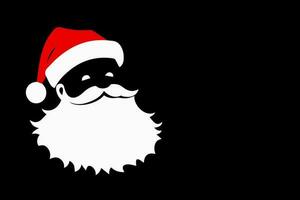 Santa Claus with beard and mustache on black background. Vector illustration.