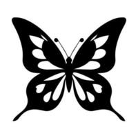 Butterfly black silhouette on a white background. Vector illustration.
