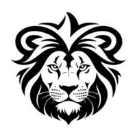 Lion head tattoo. Black and white vector illustration isolated on white background.