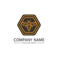 Honey and bee icon logo vector animal design and illustration