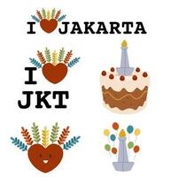 Various style of iconic culture and monument of Jakarta vector