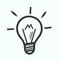 Handrawn Sign of Light Bulb line icon flat vector suitable for creative idea concept white background