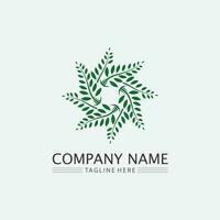 Tree leaf vector and green logo design friendly concept