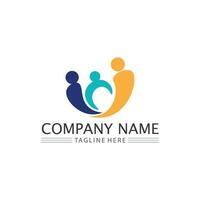 Human and people logo design Community care icon vector