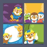 Penguin And Friends For Social Media Post Purpose vector