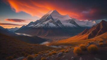 hermosa panorama de montañas. generativo ai foto