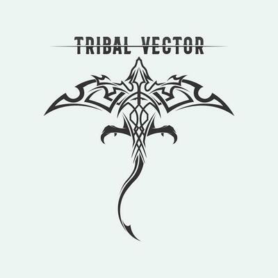 Bat and symmetric tribals Royalty Free Vector Image