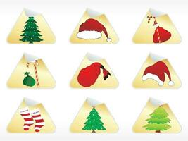 Merry Christmas Celebration Icon Set In Flat Style. vector