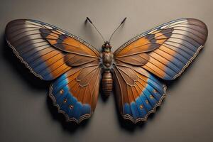 Beautiful butterfly on a gray background. generative ai photo