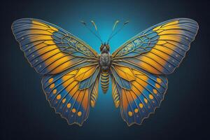 Butterfly in blue and yellow colors. photo