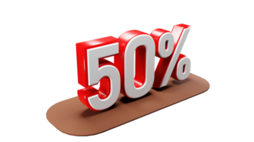 A red 50 percent sign on a brown leather surface png